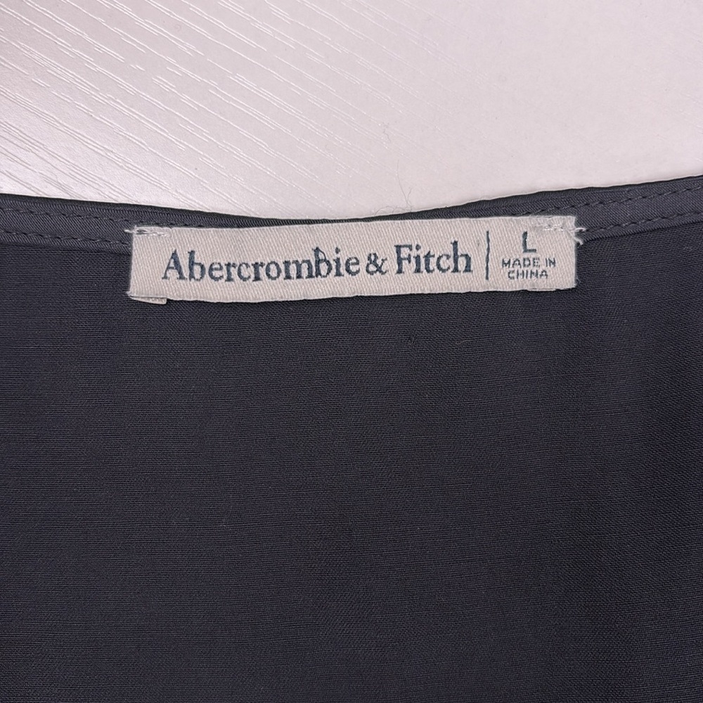 Abercrombie & Fitch Satin Sleeveless Scoopneck Slit Midi Slip Dress Black Large - Picture 10 of 12